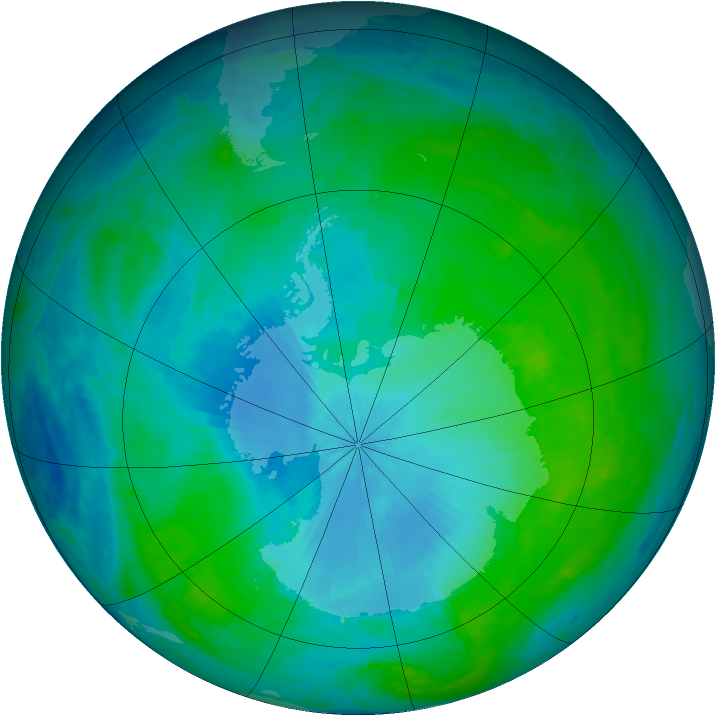 Antarctic ozone map for 03 February 2003
